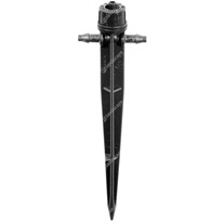 In-line pressure compensating dripper on stake