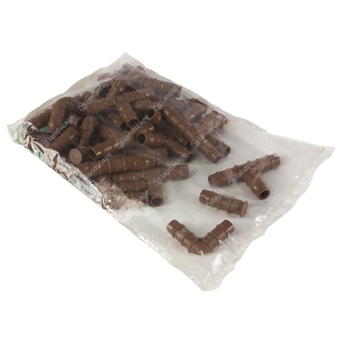 In-line Drip Pipe Easy Fittings Packs - brown