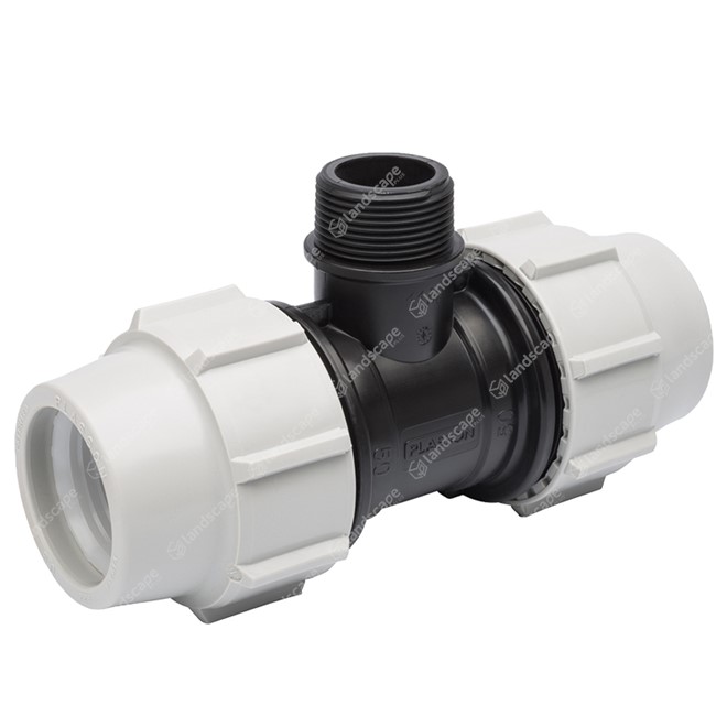 Plasson Mechanical MDPE Threaded Tees (male) - Compression