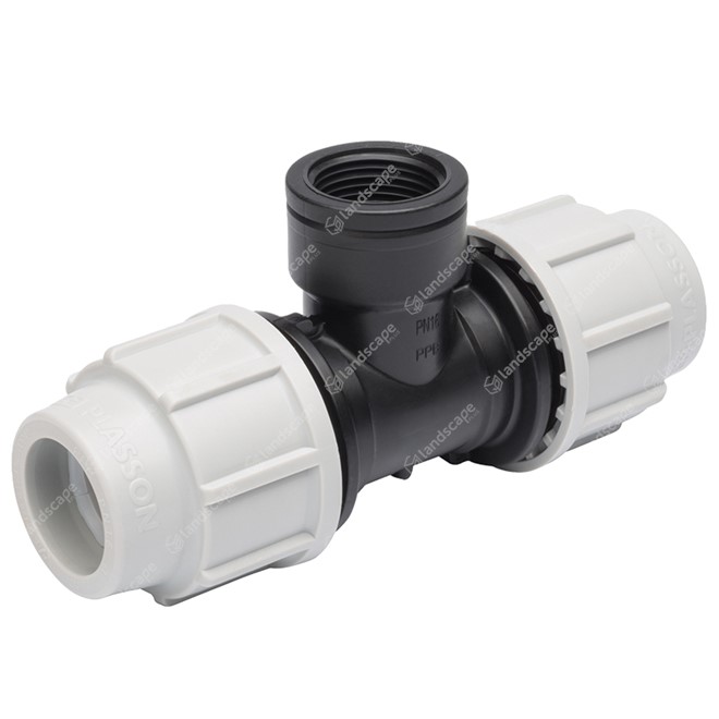 Plasson Mechanical MDPE Threaded Tees (female) - Compression