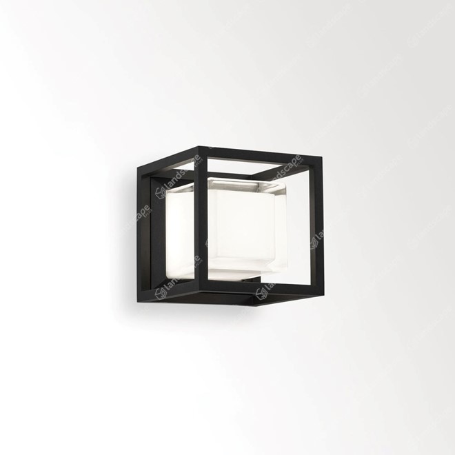Delta Montur S Cube Glass Box Wall Lantern - Black