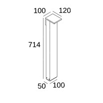 Dimensions: Delta Oblix S 70 bollard light 710mm