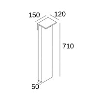 Dimensions: Delta Oblix bollard light 710mm