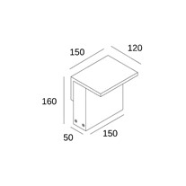 Dimensions: Delta Oblix bollard light 160mm
